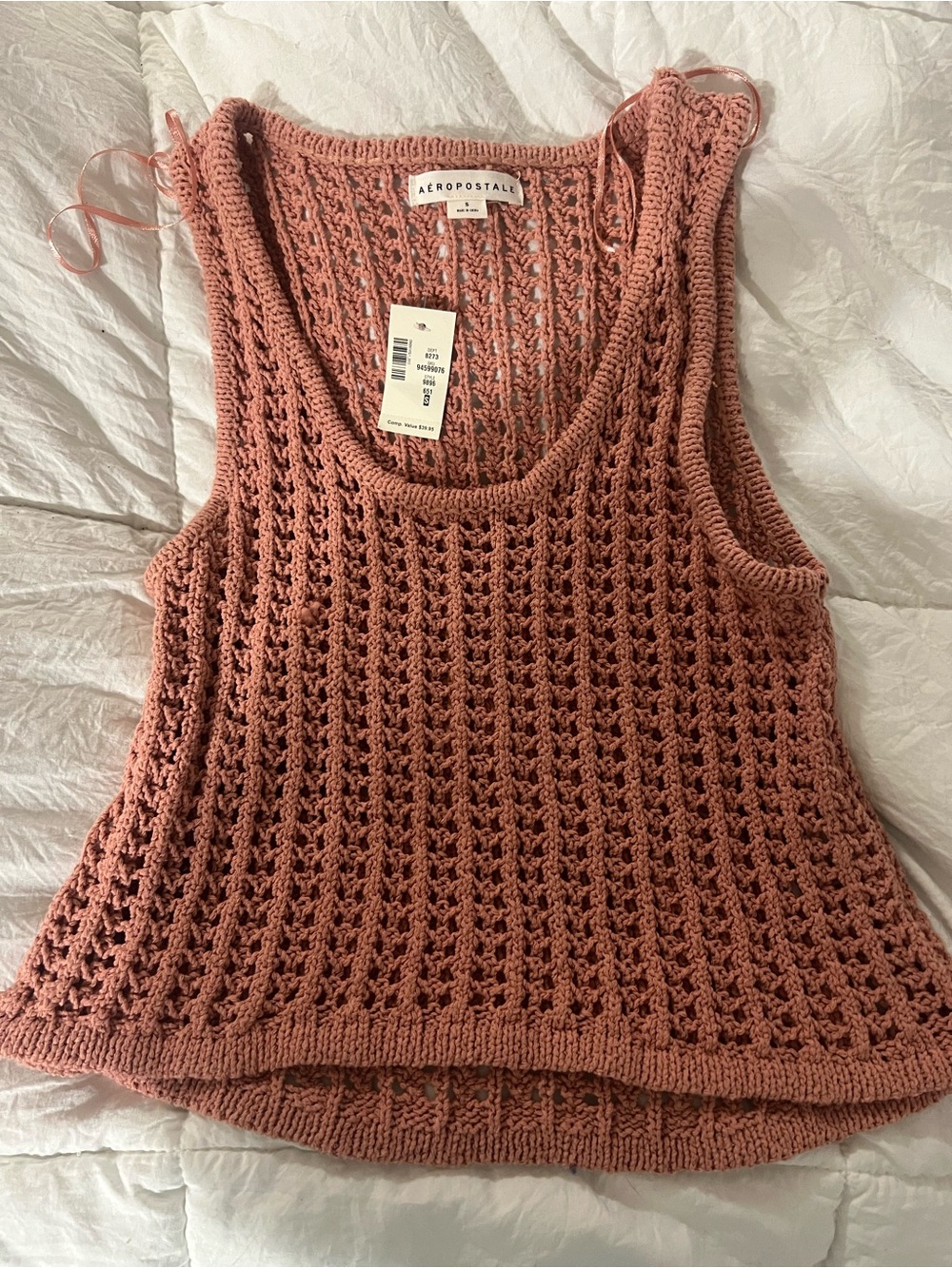 Aéropostale Open Knit Tank - Dusty Rose Sz S